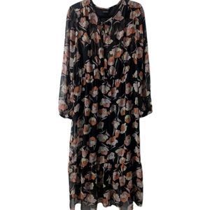 Long Dress Poppy NWT modest SZ XL Sheer Balloon Sleeve